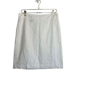 Brooks Brothers 346 Skirt Womens 10 White Floral Eyelet Cottagecore Minimalist